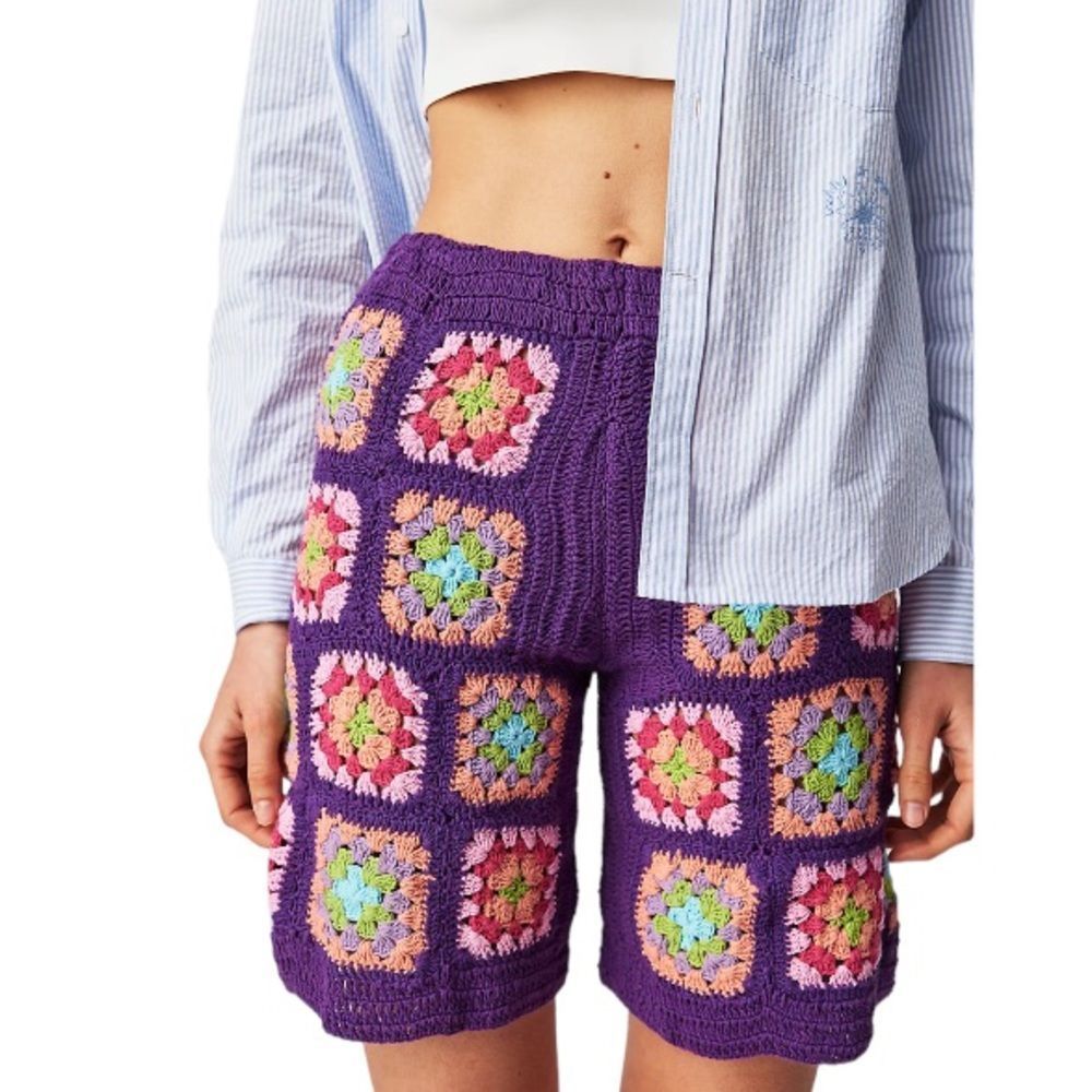 Flook Crochet Frances Long Grandmom Shorts by Free People
